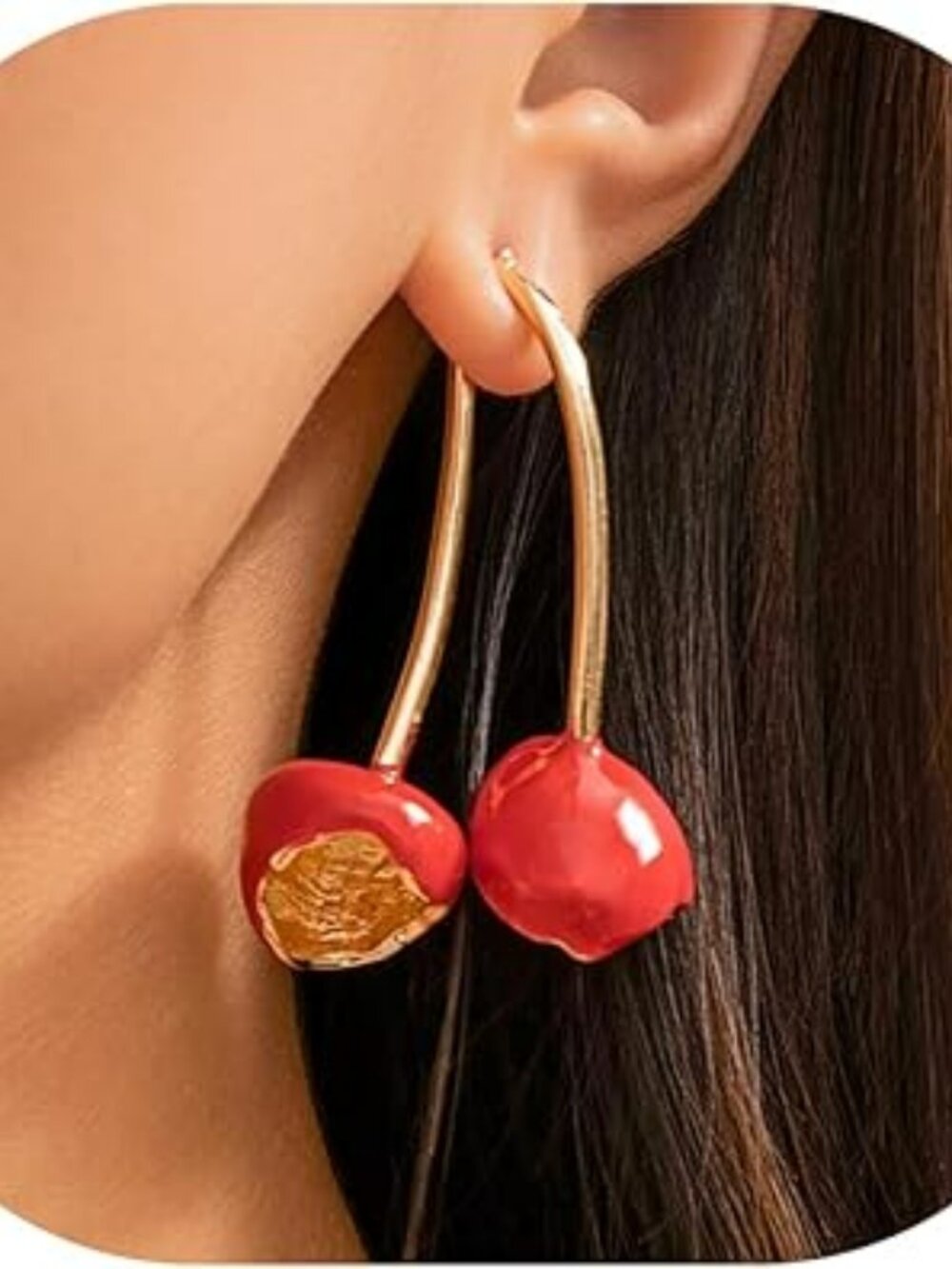 NEW Cherry Earrings Gold Fruit Earrings Cherry Dangle Earring Broken Fruit